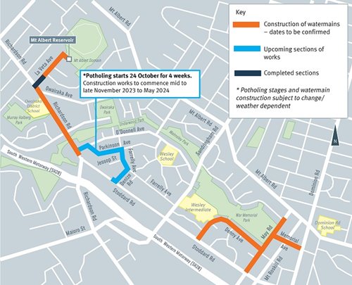 Map of Wesley watermains project route