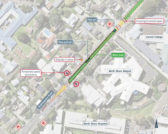Map showing traffic management on Shakespeare and surrounding roads during our works