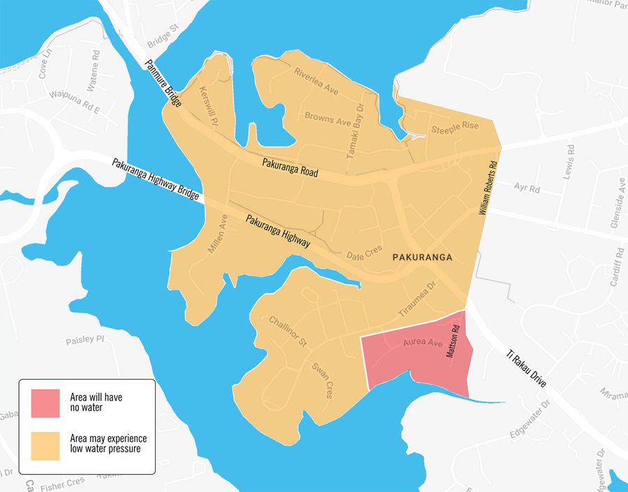 Map of the shutdown area in Pakuranga