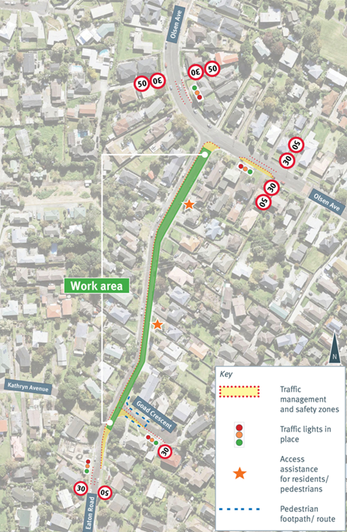 Map of works on Eaton Road Mt Roskill