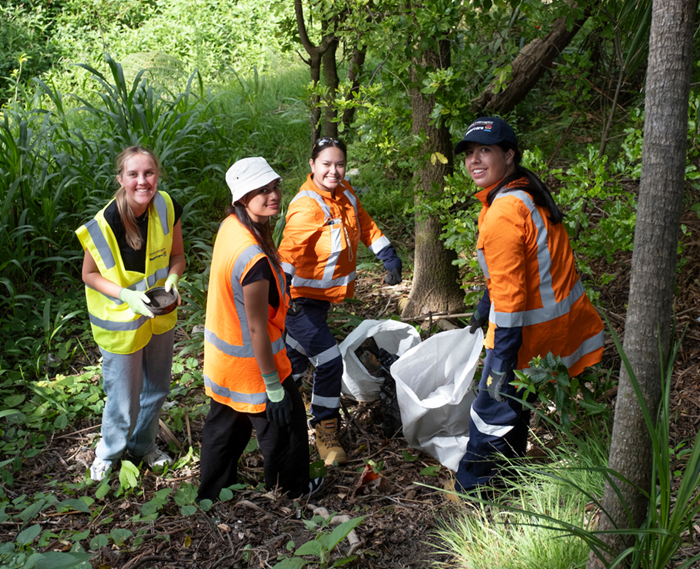 Project staff busy with the Miranda Reserve clean-up