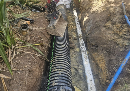 Land movement including two slips damaged a wastewater pipe and caused it to overlow