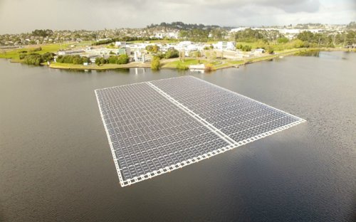 New Zealand's first floating solar array is unveiled on Rosedale Wastewater Treatment Plant