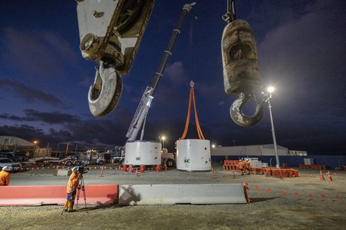 A piece of our Central Interceptor Tunnel Boring Machine is unpacked at our Māngere site