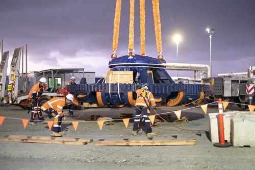 A piece of our Central Interceptor Tunnel Boring Machine is unpacked at our Māngere site